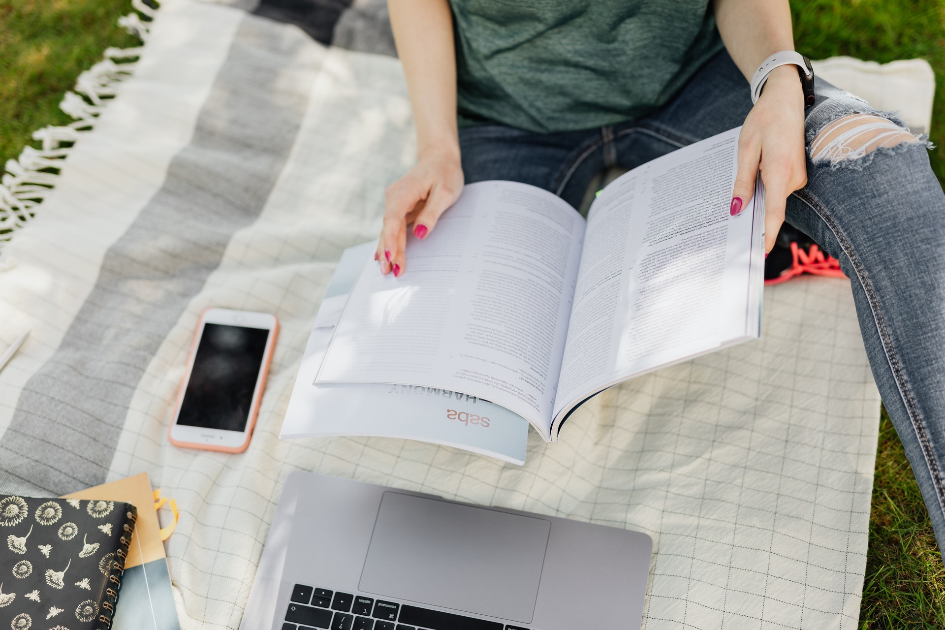 person studying outside